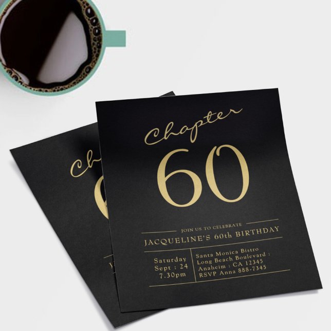 Budget 60th Birthday Invitation Black Gold Flyer (Creator Uploaded)