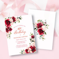 BUDGET 60th Birthday Red Pink Rose Invitation
