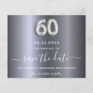 Budget 60th birthday silver metal save the date