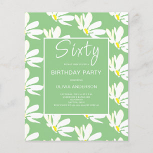 Budget 60th Birthday White Floral Invitation