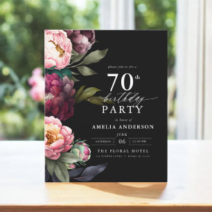 Budget 70th Birthday Moody Floral Invitation Flyer