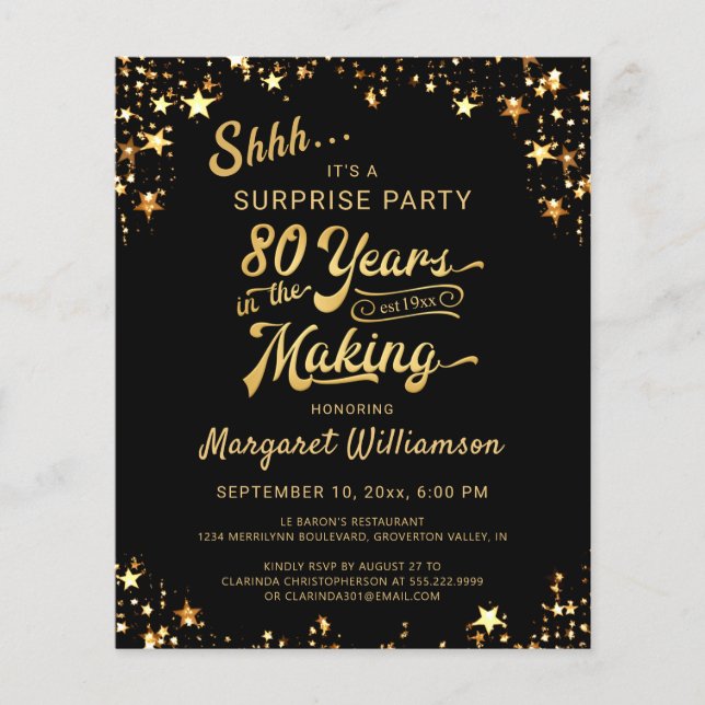 Budget 80 YEARS IN THE MAKING Surprise Birthday (Front)