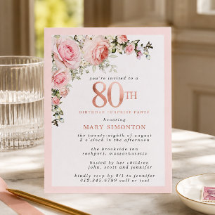 Budget 80th Birthday Surprise Party Pink Floral