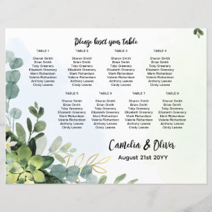 BUDGET 8 Table Wedding Seating Chart Greenery 