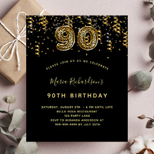 Budget 90th birthday black gold leopard party
