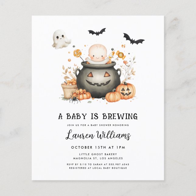 BUDGET A Baby Is Brewing Halloween Baby Shower (Front)