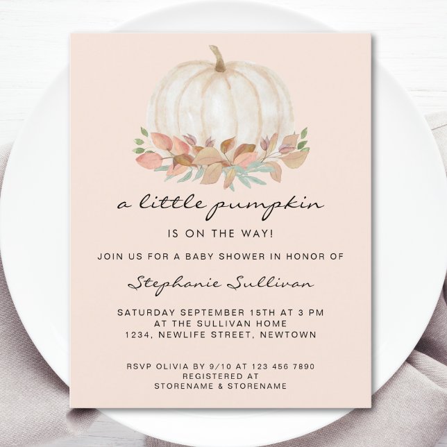 Budget A Little Pumpkin Floral Baby Shower Invite (Creator Uploaded)