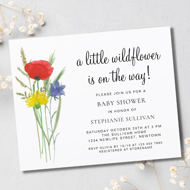 Budget A Little Wildflower Boho Baby Shower Invite (Creator Uploaded)