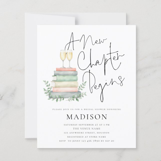 Budget A New Chapter Books Bubbly Bridal Shower (Front)