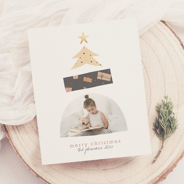 Budget Abstract Christmas Tree Photo Holiday Card (Creator Uploaded)