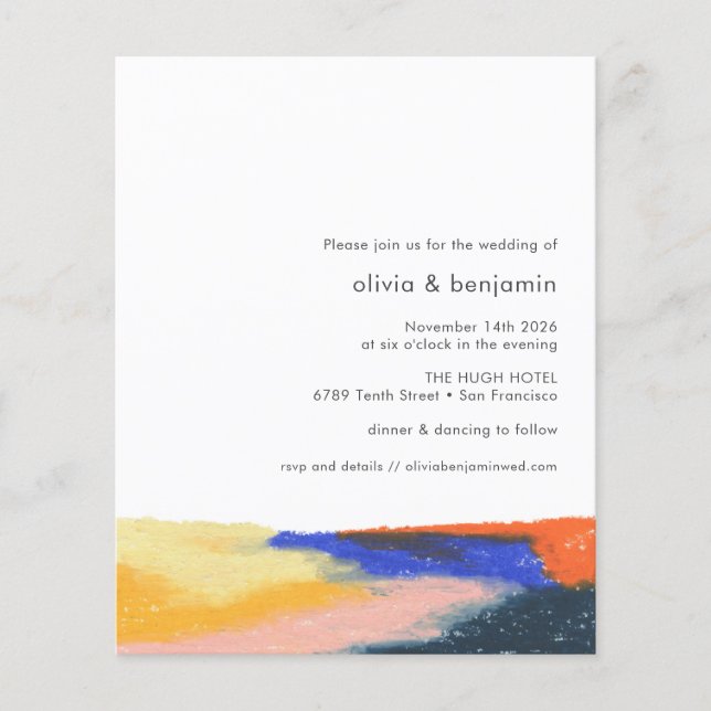Budget Abstract Flower Art Wedding Invitation (Front)