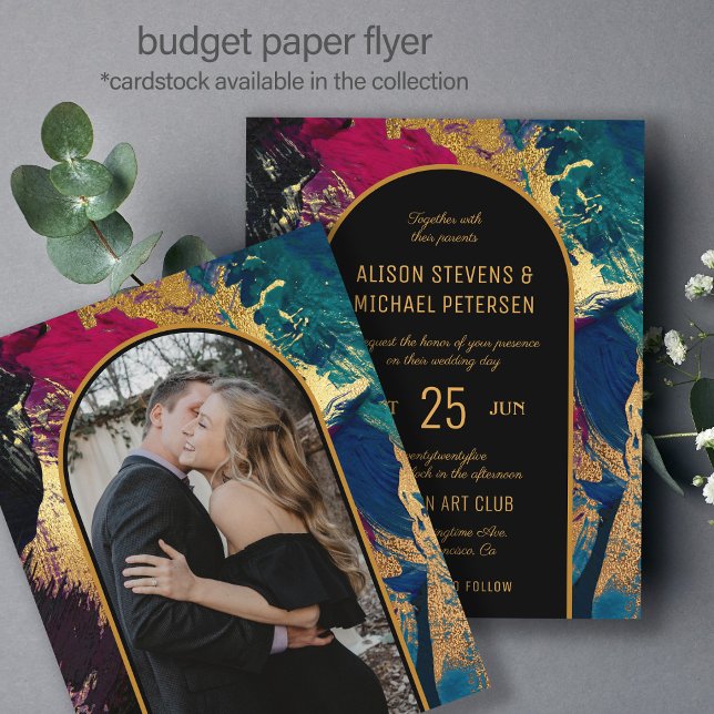 Budget abstract gold arch PHOTO wedding Invitation Flyer (Creator Uploaded)