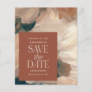 budget Abstract painted terracotta save the date Flyer