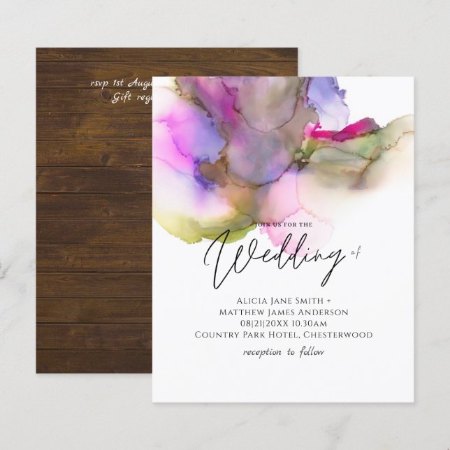 Budget Abstract Rainbow Purple Wedding (Front/Back)