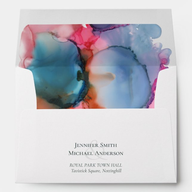 BUDGET abstract Rainbow Watercolor Wedding Envelope (Back (Bottom))