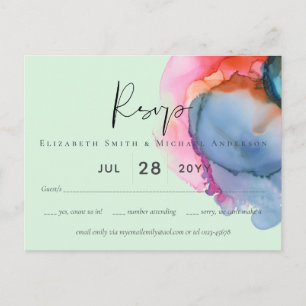 BUDGET abstract Rainbow Watercolor Wedding Postcard
