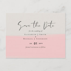BUDGET Abstract Sage Blush Pink Script Wedding Set Postcard