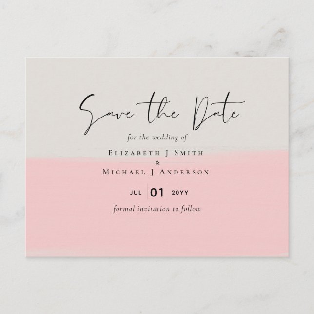 BUDGET Abstract Sage Blush Pink Script Wedding Set Postcard (Front)