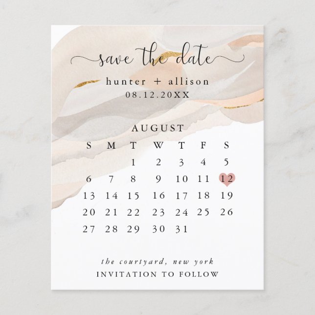 Budget Abstract Save The Date Calendar Flyer (Front)