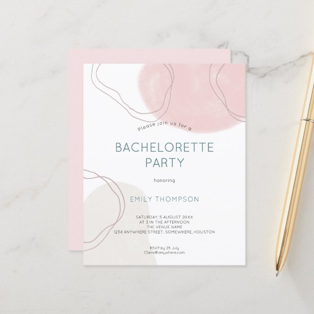 Budget Abstract Shapes Bachelorette Party Invite (Front/Back In Situ)