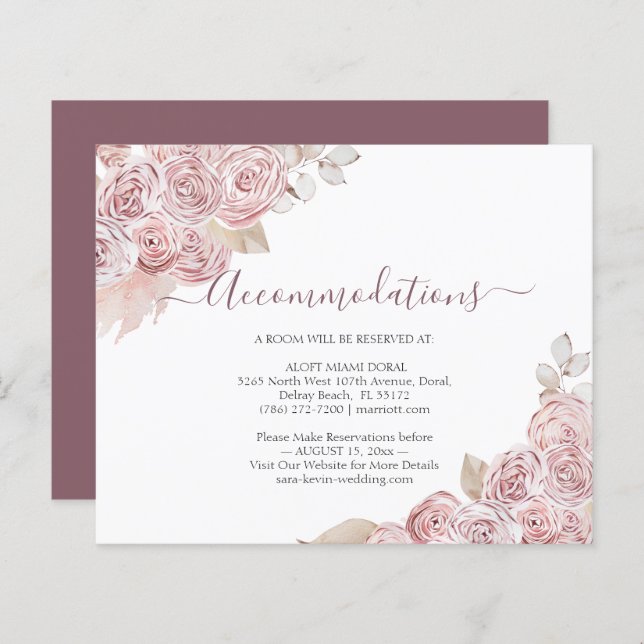 Budget Accommodations Card Bohemian  Pink Floral (Front/Back)