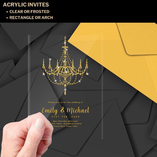 BUDGET Acrylic Clear Gold Lights Elegant Luxury Ac Acrylic Invitations (Creator Uploaded)