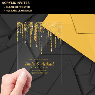 BUDGET Acrylic Clear Gold Lights Elegant Luxury Ac Invitations