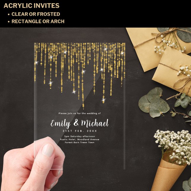 BUDGET Acrylic Clear Gold Lights Elegant Luxury Acrylic Invitations (Creator Uploaded)