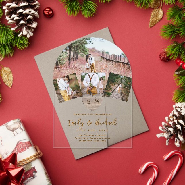 BUDGET Acrylic Clear Photo Collage Wedding Modern Acrylic Invitations (Insitu (Holiday))