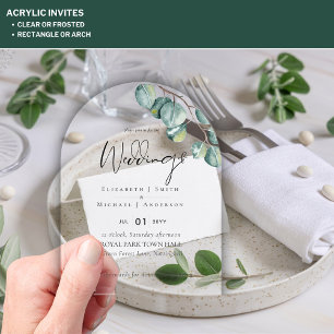 BUDGET Acrylic Clear Wedding Invite Greenery Acrylic Invitations
