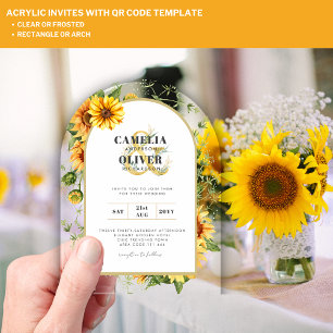 BUDGET Acrylic Clear Wedding Invite Sunflowers Acrylic Invitations