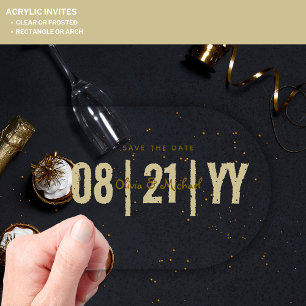 BUDGET Acrylic Save Date Minimalist Gold ARCH Invitations