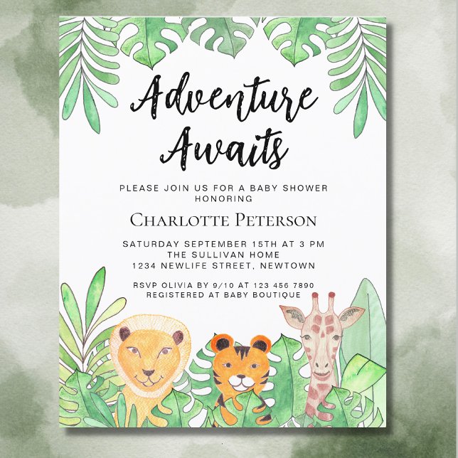 Budget Adventure Awaits Animals Baby Shower Invite (Creator Uploaded)