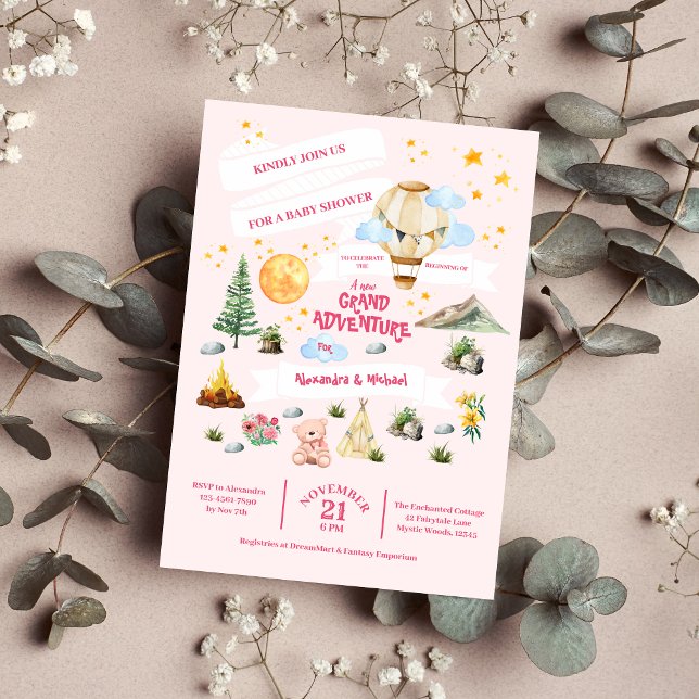 Budget Adventure Baby Shower Watercolor Invitation (Creator Uploaded)