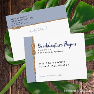 Budget ⚓️ Adventure Begins Nautical Save The Date Announcement Postcard