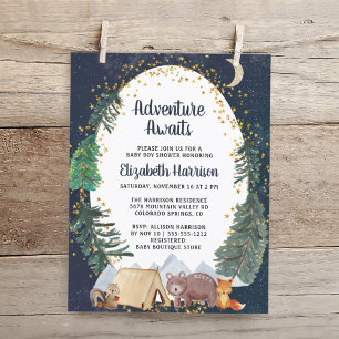 Budget Adventure Night Sky Baby Shower Invitation