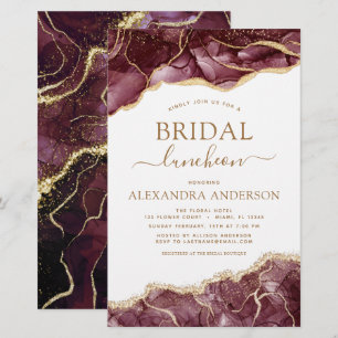 Budget Agate Burgundy Bridal Shower Luncheon Gold