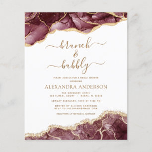 Budget Agate Burgundy Gold Brunch & Bubbly Flyer