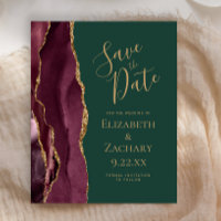 Budget Agate Burgundy Gold Green Save the Date