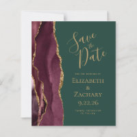 Budget Agate Burgundy Gold Green Save the Date