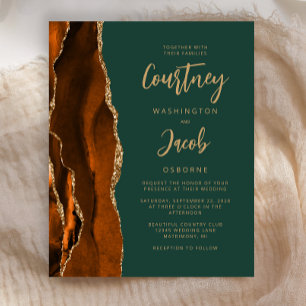 Budget Agate Burnt Orange Green Wedding Invite