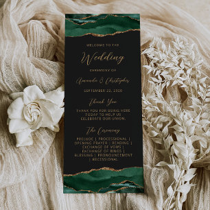 Budget Agate Emerald Green Dark Wedding Program