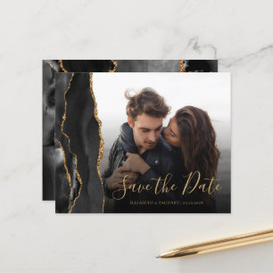 Budget Agate Geode Black Gold Photo Save the Date