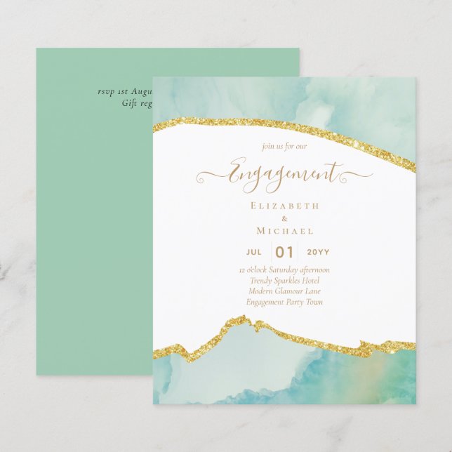 BUDGET Agate Gold Engagement Party Modern (Front/Back)