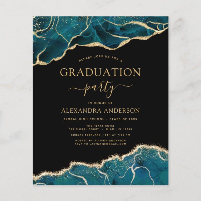 Budget Agate Graduation 2022 Teal Gold Blue (Front)