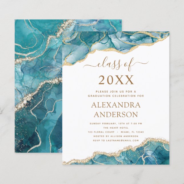 Budget Agate Graduation 2022 Teal Gold Blue (Front/Back)