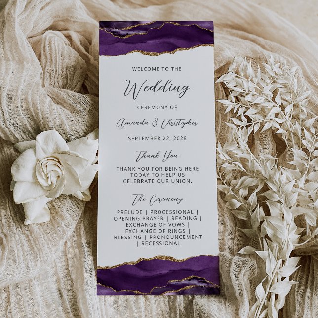Budget Agate Purple Gold Wedding Programme (Créateur téléchargé)