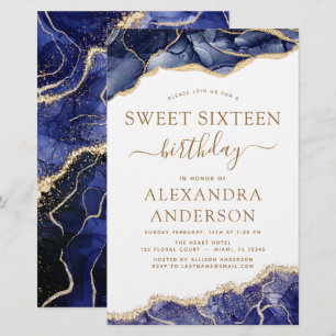 Budget Agate Sweet 16 Navy Blue Gold
