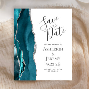 Budget Agate Teal Silver Save the Date