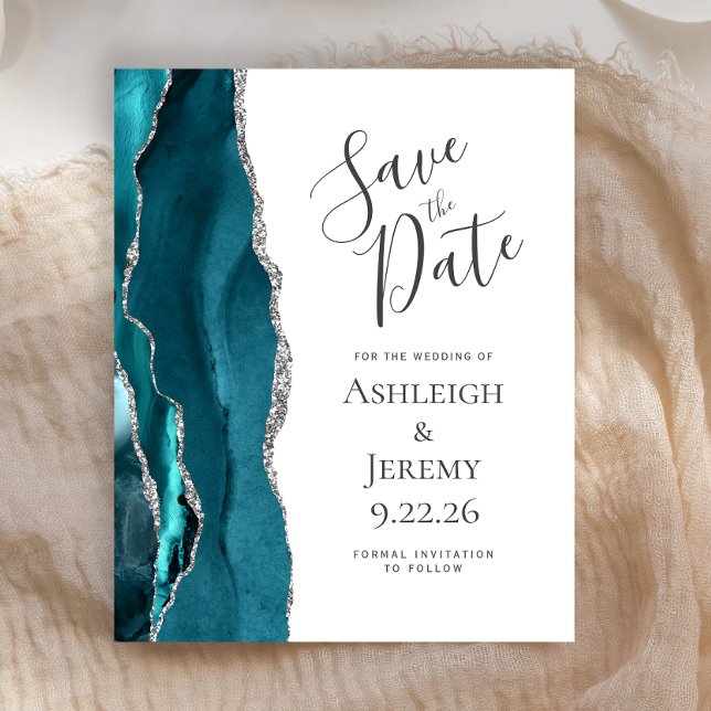 Budget Agate Teal Silver Save the Date (Creator Uploaded)